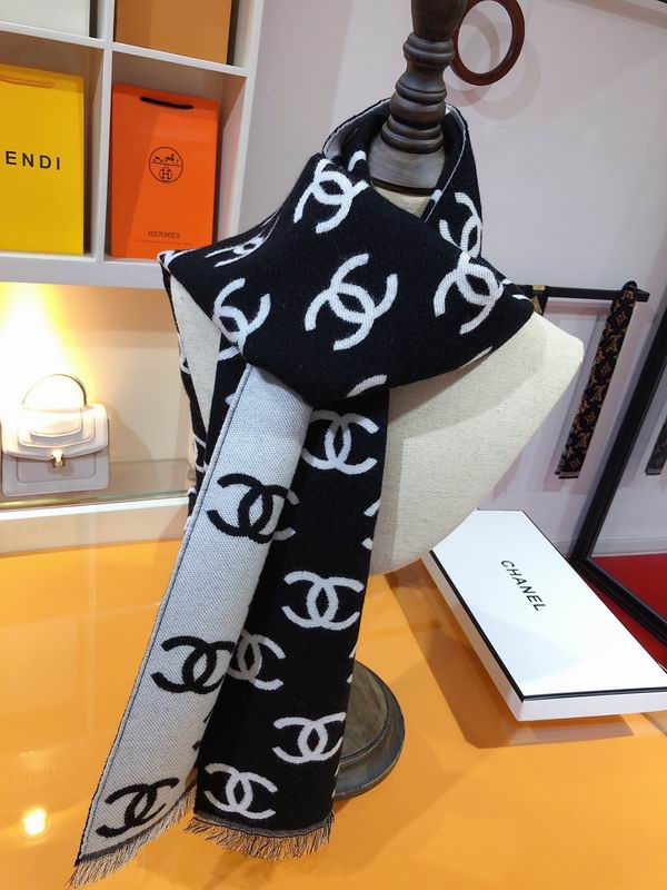 Chanel Scarf 38X190cm 92%羊毛8%羊绒 E110120